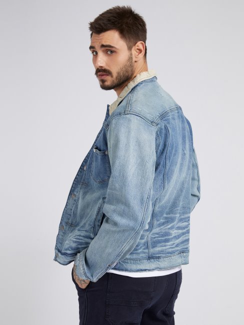 Guess Veste En Jean Coupe Décontractée Bleu