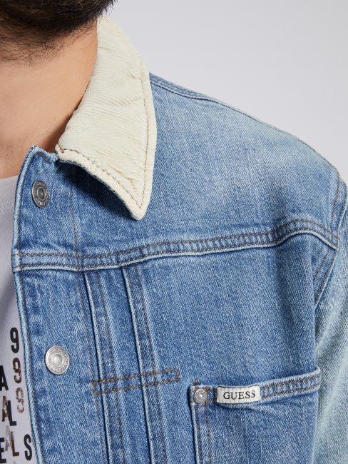Guess Veste En Jean Coupe Décontractée Bleu