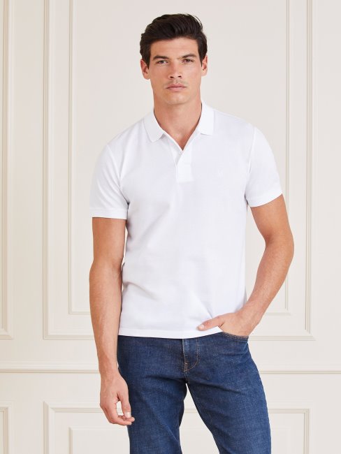 Guess Polo Blanc En Coton Martien