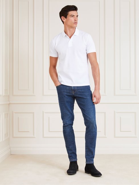 Guess Polo Blanc En Coton Martien