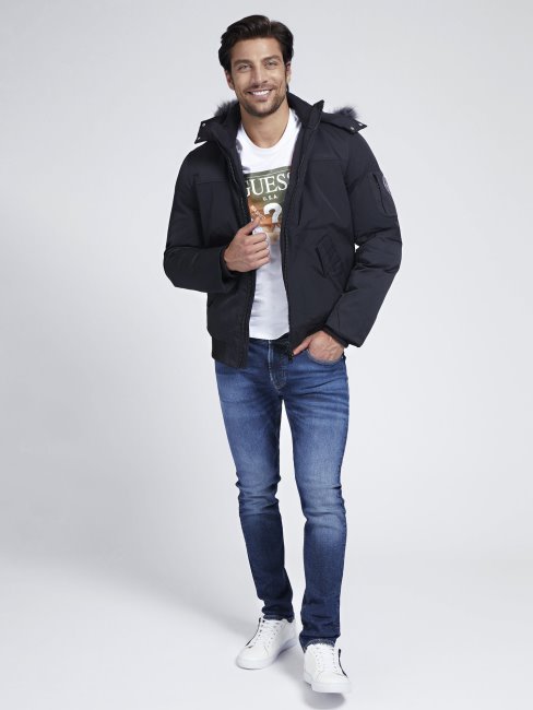 Doudoune à Capuche Guess Noir