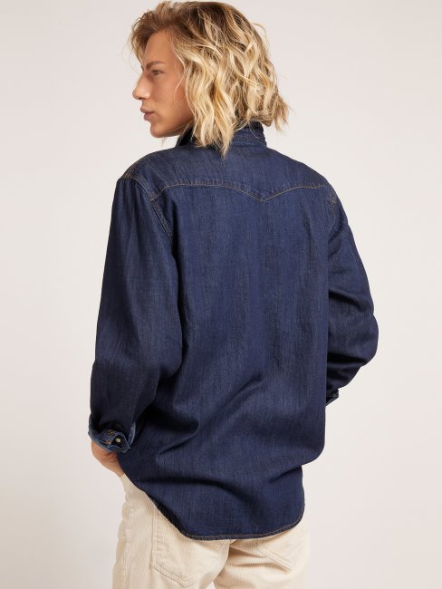 Chemise En Jean Coupe Regular Bleu Guess