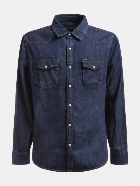Chemise En Jean Coupe Regular Bleu Guess