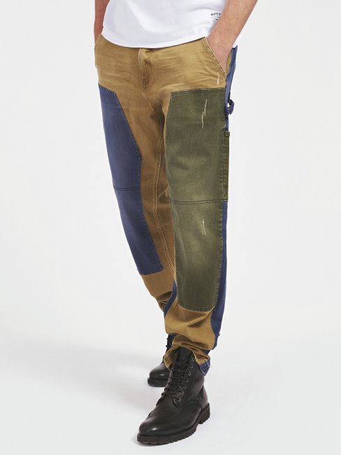 Guess Tissu Contrasté Pantalon Coupe Classique Multi Beige