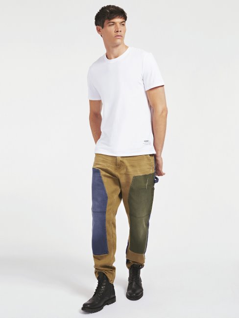 Guess Tissu Contrasté Pantalon Coupe Classique Multi Beige