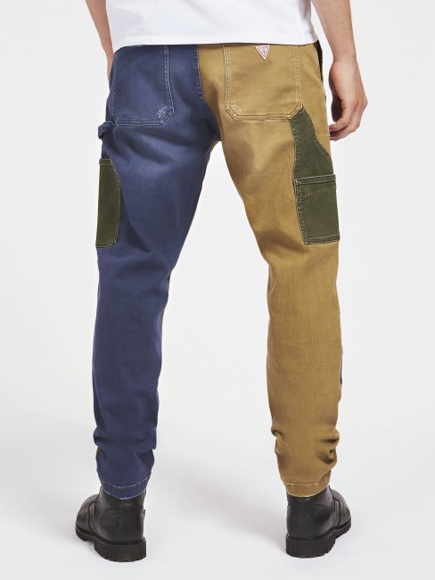 Guess Tissu Contrasté Pantalon Coupe Classique Multi Beige