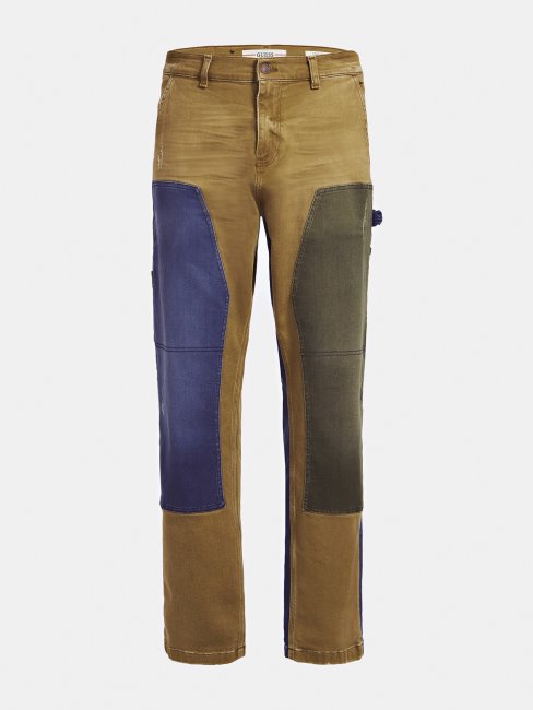 Guess Tissu Contrasté Pantalon Coupe Classique Multi Beige