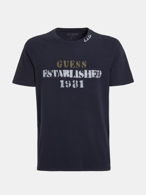 Tee Shirt Guess Tendance Avec Logo Sur Le Devant Bleu
