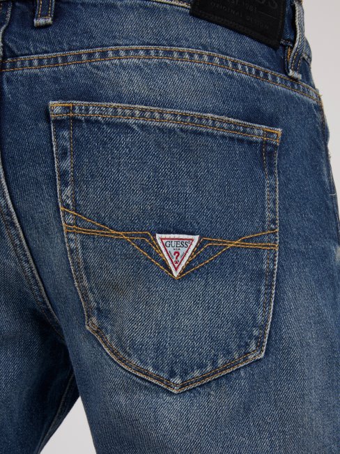 Pantalon En Jean Bleu Coupe Slim Motard Guess