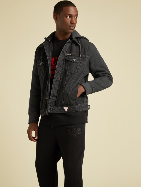 Veste En Jean Slim Doublée Polaire Noir Guess