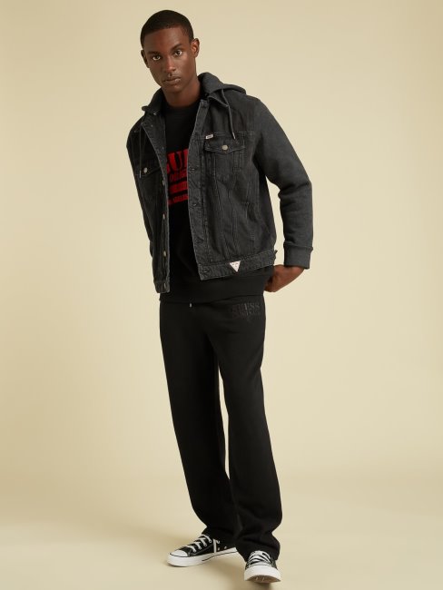 Veste En Jean Slim Doublée Polaire Noir Guess