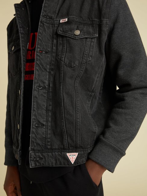 Veste En Jean Slim Doublée Polaire Noir Guess