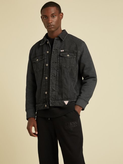 Veste En Jean Slim Doublée Polaire Noir Guess