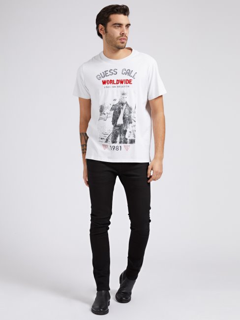 T-shirt Imprimé Devant Blanc Guess Nouvelle Tendance