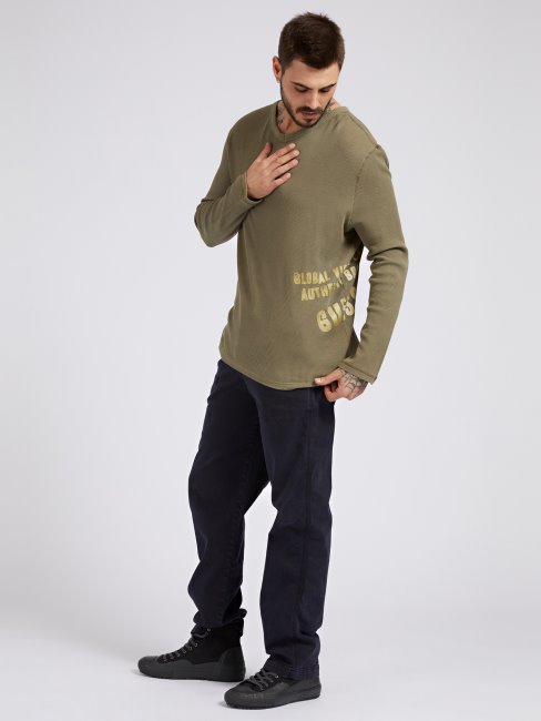 Pull Imprimé Devant Guess Vert