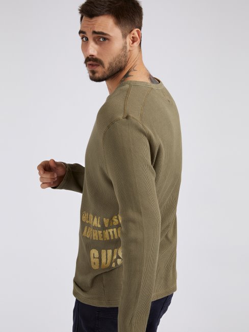 Pull Imprimé Devant Guess Vert