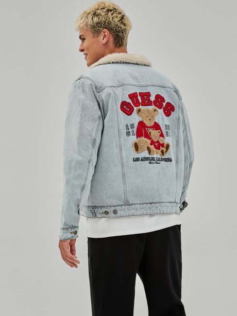 Guess Veste En Jean Slim Bleu Clair à Imprimé Arrière