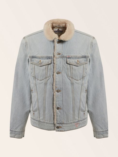 Guess Veste En Jean Slim Bleu Clair à Imprimé Arrière