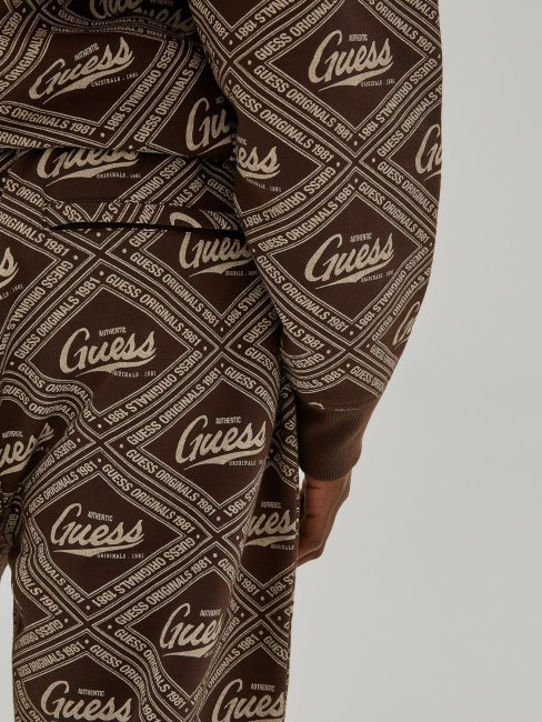 Pantalon De Survêtement à Logo All Over Guess Marron Multi