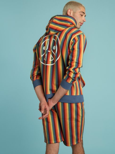 Sweat à Capuche Rayé à Motif Multicolore Guess