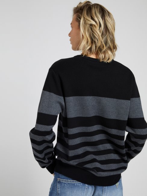 Pull Rayé Col Rond Noir Multi Guess