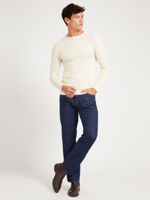 Pull Col Rond En Viscose Mélangée Crème Guess