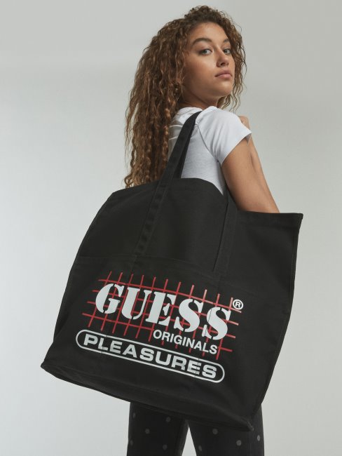 Guess Sac En Toile à Logo Noir