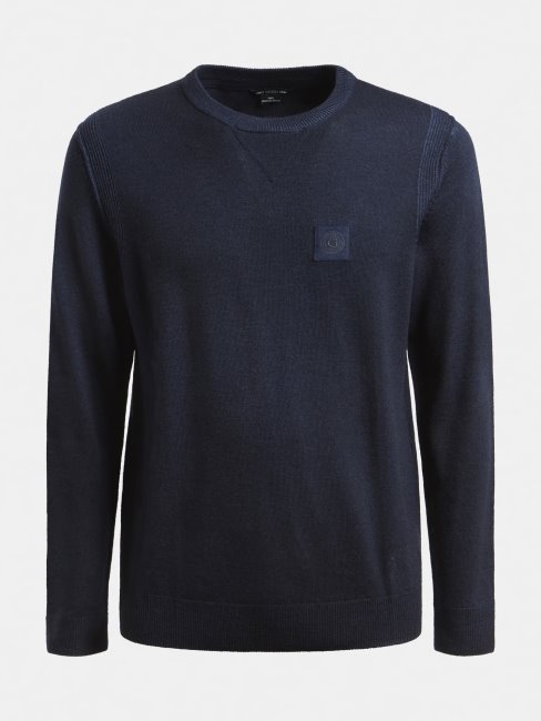 Pull En Laine Teint à Froid Bleu Guess