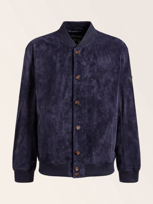 Bomber En Suède Véritable Bleu Guess