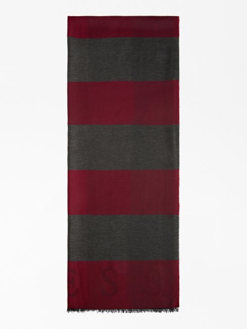 Guess écharpe Longue à Carreaux Bordeaux