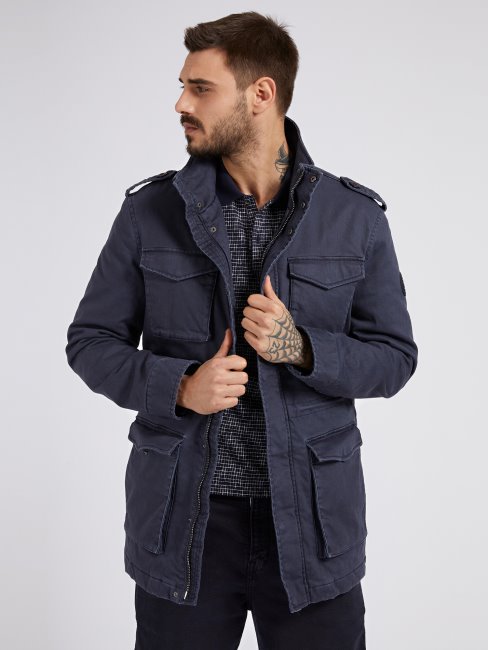 Doudoune Bleu Guess Poches Devant