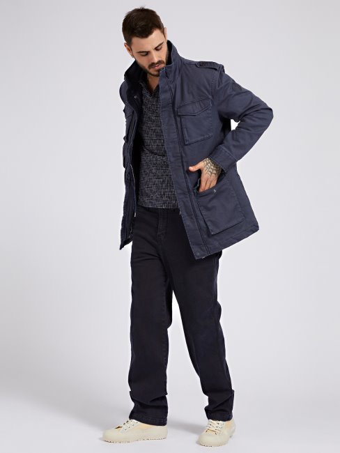 Doudoune Bleu Guess Poches Devant