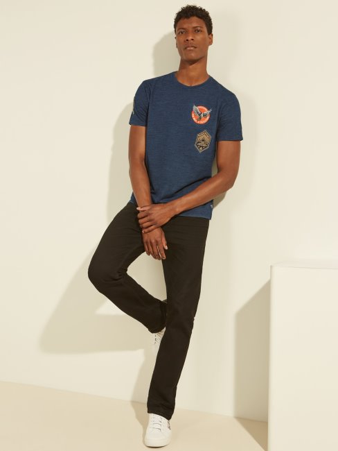 Tee Shirt Guess Détail Patch Blanc Multi