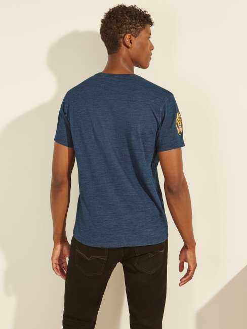 Tee Shirt Guess Détail Patch Blanc Multi