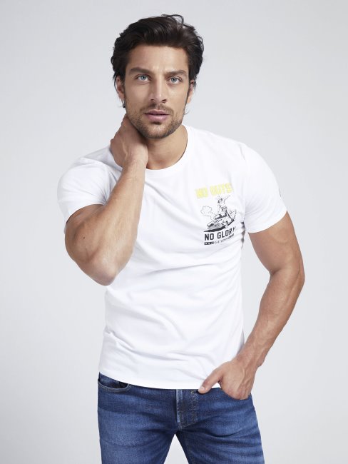 Tendance T-shirt Blanc Imprimé Sur Le Devant Guess New Trend