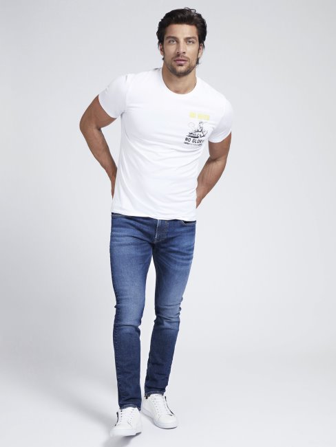 Tendance T-shirt Blanc Imprimé Sur Le Devant Guess New Trend
