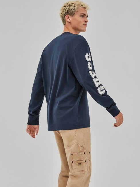 Tee Shirt Guess Bleu à Logo Sur Le Devant