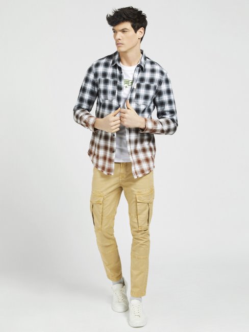 Guess Chemise Grise à Carreaux Multi Macro