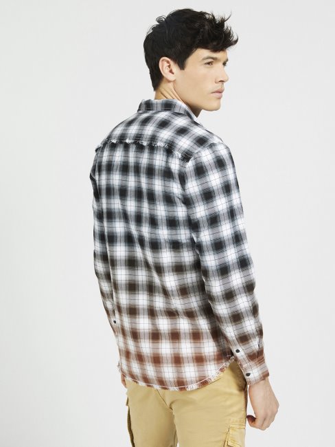 Guess Chemise Grise à Carreaux Multi Macro