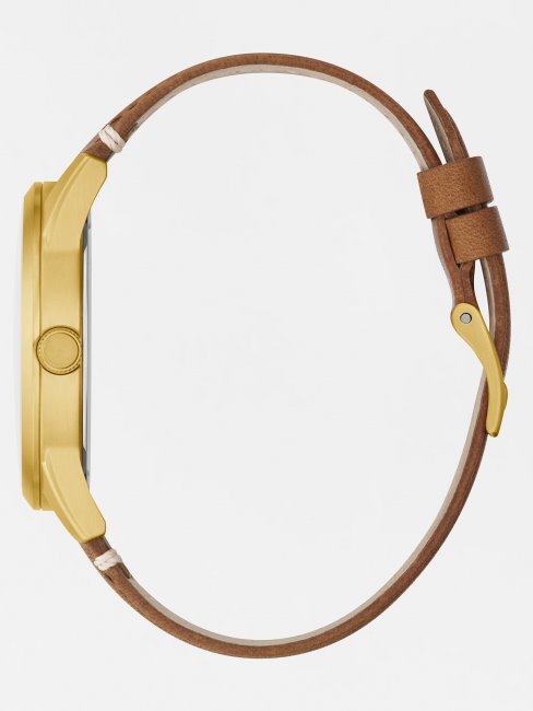 Montre Analogique En Cuir Noir Guess