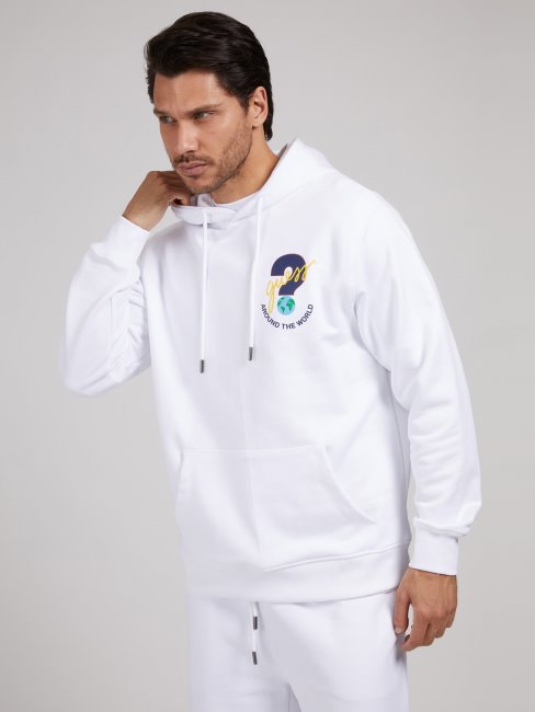 Sweat à Capuche Logo Guess Blanc