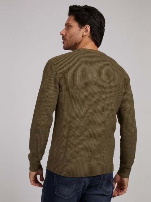 Pull Col Rond En Viscose Mélangée Vert Guess