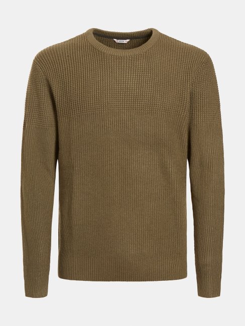 Pull Col Rond En Viscose Mélangée Vert Guess