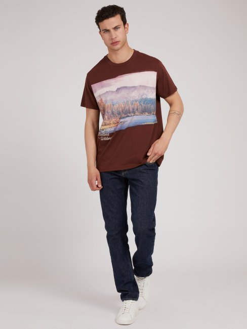 T-shirt Imprimé Devant Marron Guess