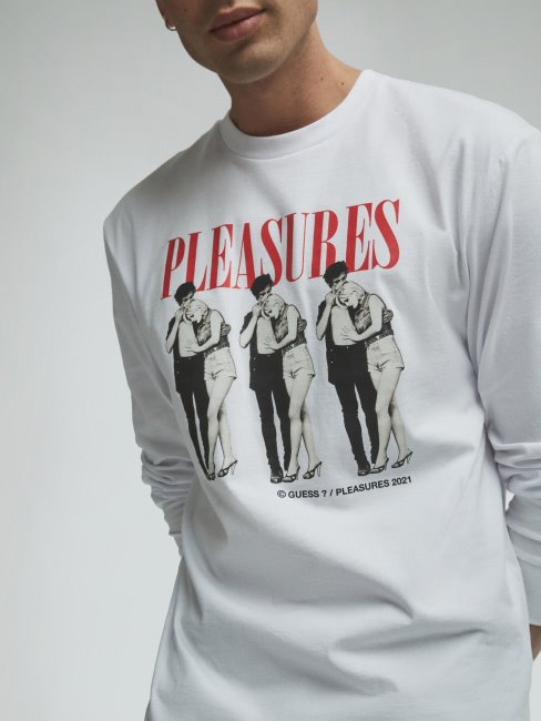 T-shirt Imprimé Placé Guess Blanc