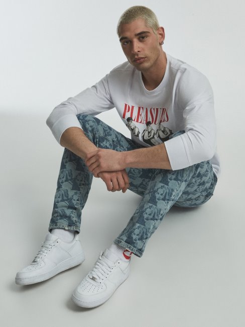 T-shirt Imprimé Placé Guess Blanc