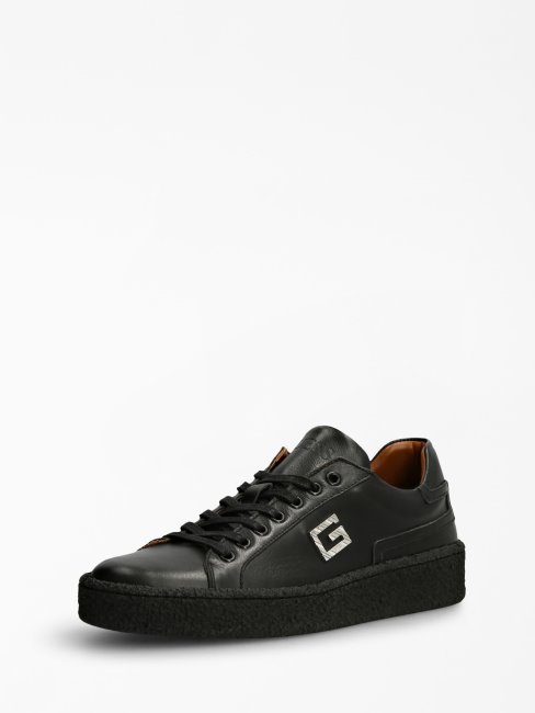 Guess Sneaker En Cuir Véritable Zurigo Noir