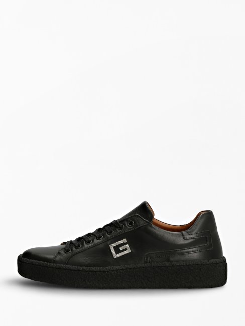 Guess Sneaker En Cuir Véritable Zurigo Noir