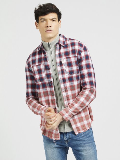 Chemise à Carreaux Macro Guess Rouge Multi
