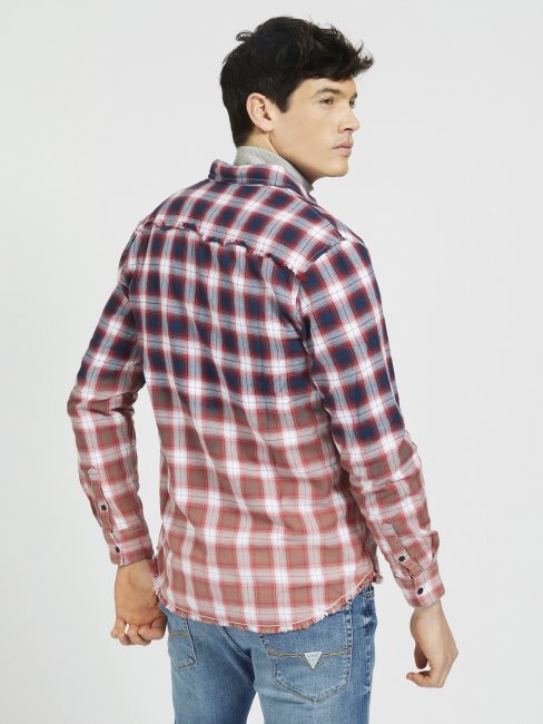 Chemise à Carreaux Macro Guess Rouge Multi